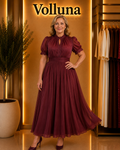 Elegantes Chiffon-Festkleid | Plus Size | Burgunderrot