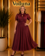 Elegantes Chiffon-Festkleid | Plus Size | Burgunderrot