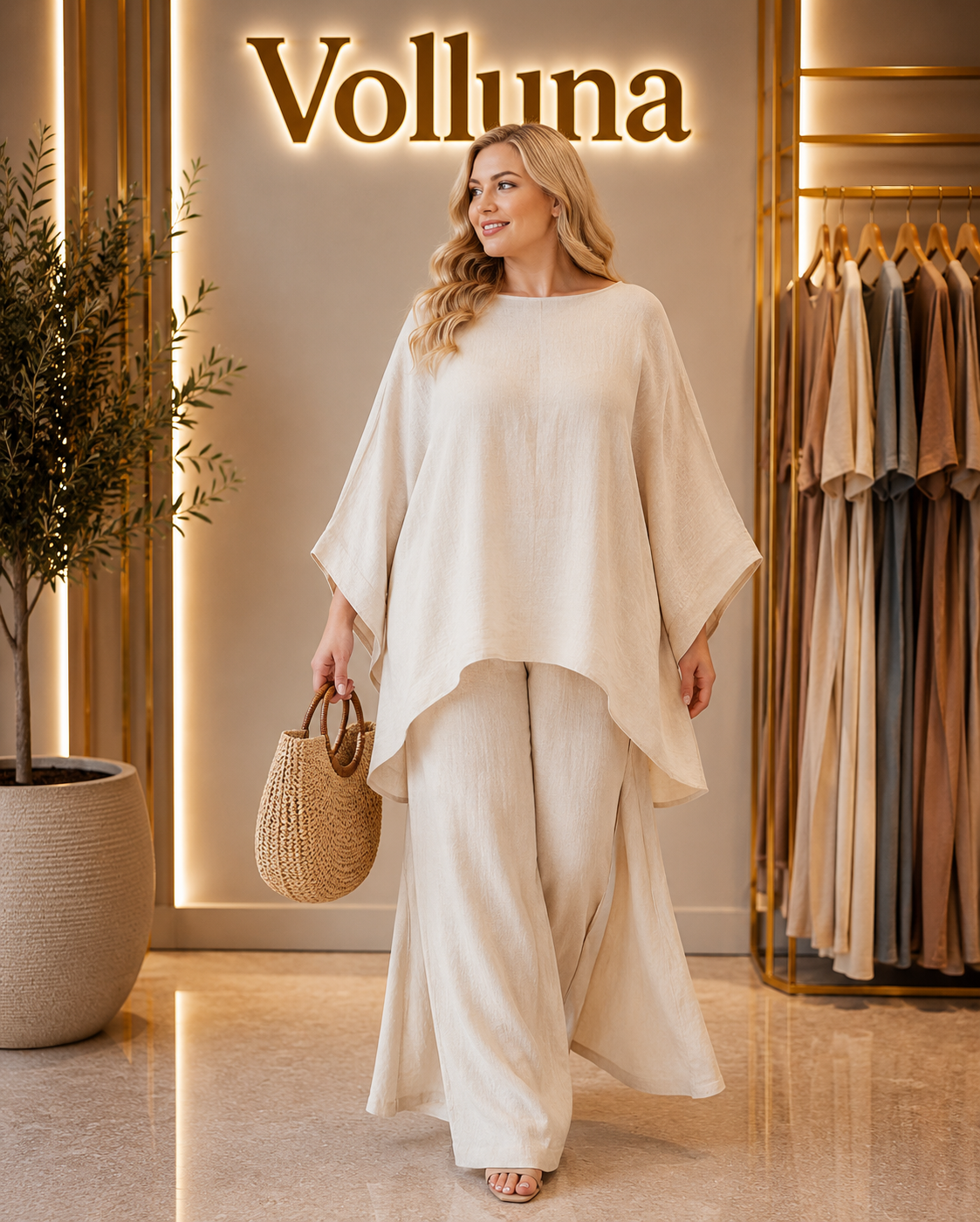 Eleganter Zweiteiler mit Tunnelzugbund | Plus Size