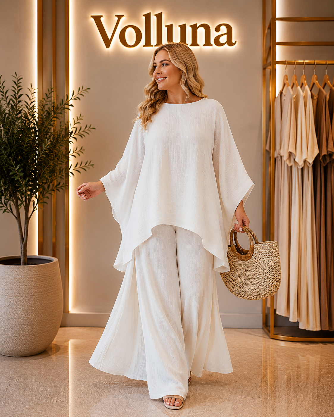 Eleganter Zweiteiler mit Tunnelzugbund | Plus Size