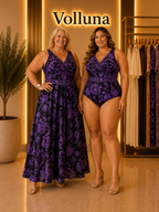 Florales Gerafftes Mesh-Maxikleid | Plus Size