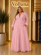 Fließendes Maxi-Kleid mit Knopfleiste | Plus Size