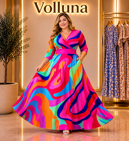 Elegantes Chiffon-Kleid mit Blumenprint | Plus Size