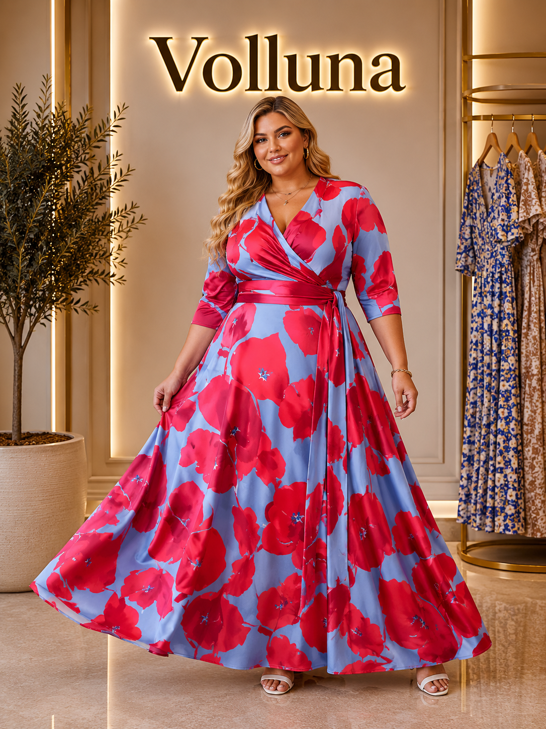 Elegantes Chiffon-Kleid mit Blumenprint | Plus Size