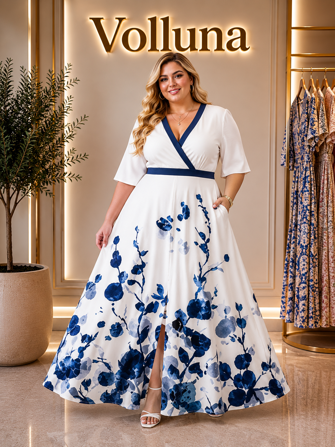 Elegantes Chiffon-Kleid mit Blumenprint | Plus Size