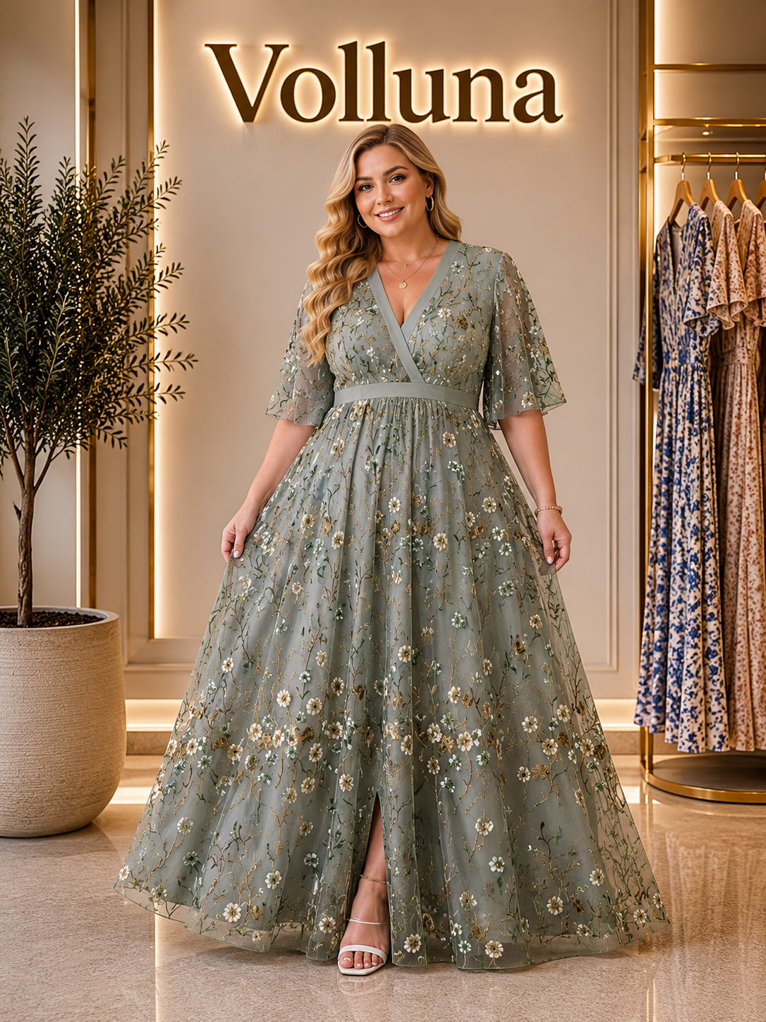 Elegantes Chiffon-Kleid mit Blumenprint | Plus Size