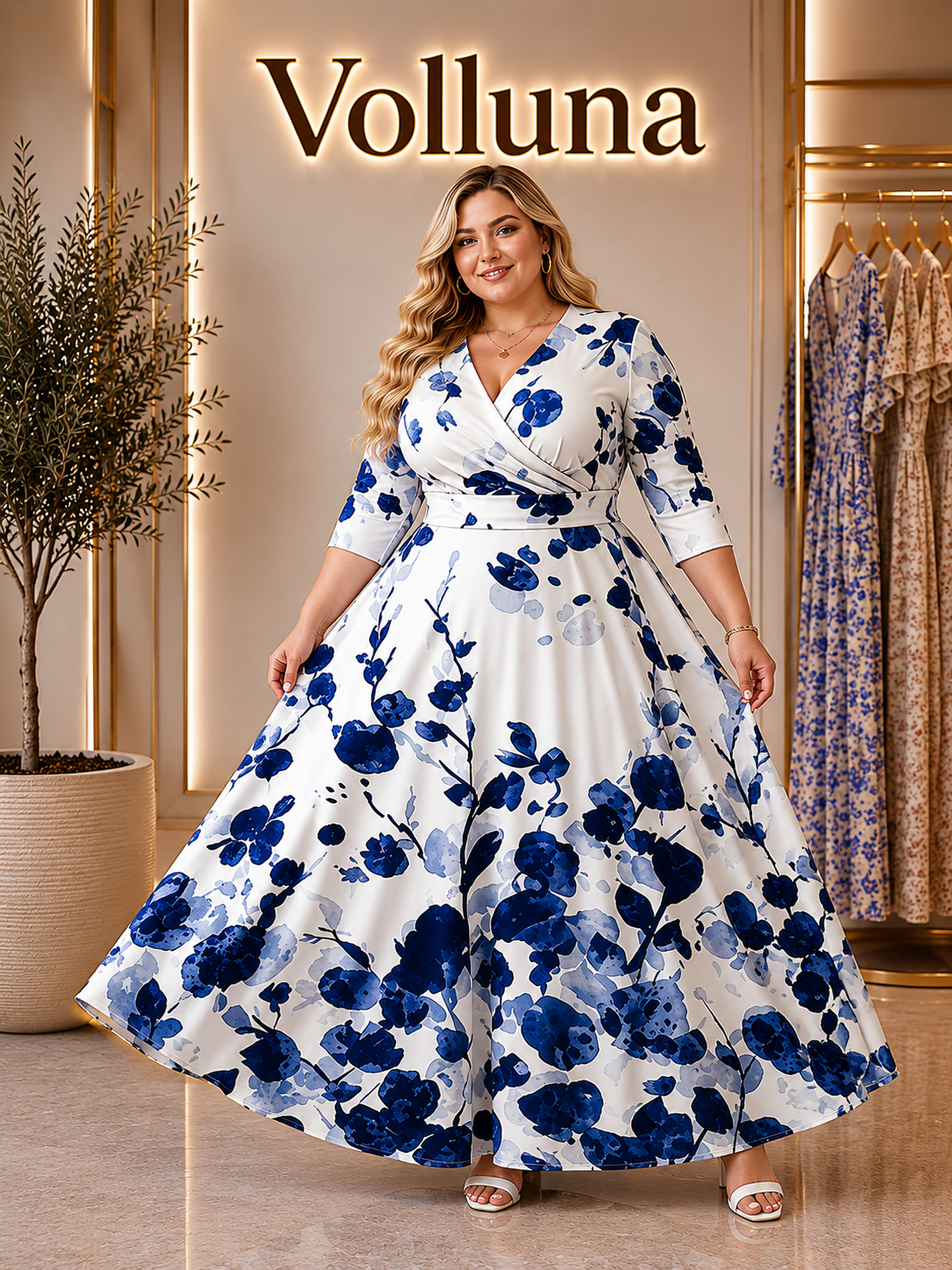 Elegantes Chiffon-Kleid mit Blumenprint | Plus Size