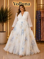 V-Ausschnitt Maxi-Kleid mit Blumendruck | Plus Size