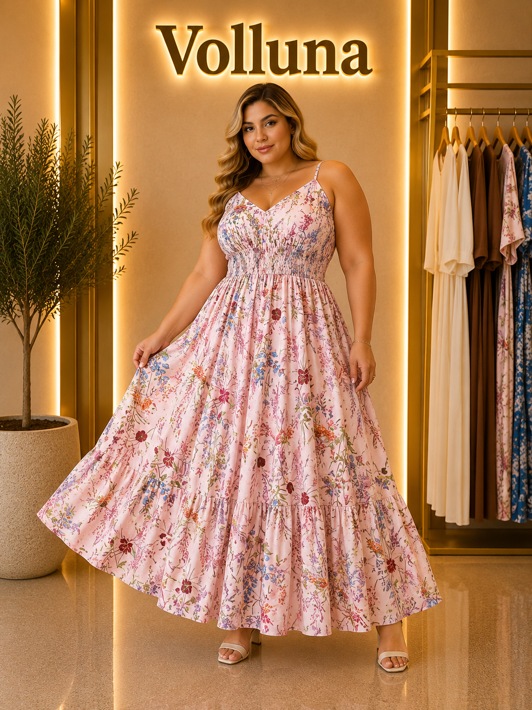 Blumenprint Spaghetti-Träger Top | Plus Size