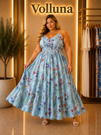 Blumenprint Spaghetti-Träger Top | Plus Size