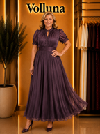 Elegantes Chiffon-Festkleid | Plus Size | Lila